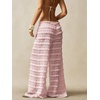 image:imageRoseSeek Womens Crochet Lace Pants Ruffle Layered Elastic Waist Mesh Bathing Suit Cover Up Beach PantsPink
