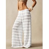image:imageRoseSeek Womens Crochet Lace Pants Ruffle Layered Elastic Waist Mesh Bathing Suit Cover Up Beach PantsPure White