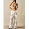 image:imageRoseSeek Womens Crochet Lace Pants Ruffle Layered Elastic Waist Mesh Bathing Suit Cover Up Beach PantsWhite