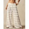 image:imageRoseSeek Womens Crochet Lace Pants Ruffle Layered Elastic Waist Mesh Bathing Suit Cover Up Beach PantsWhite