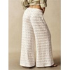 image:imageRoseSeek Womens Crochet Lace Pants Ruffle Layered Elastic Waist Mesh Bathing Suit Cover Up Beach PantsWhite Beige