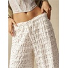 image:imageRoseSeek Womens Crochet Lace Pants Ruffle Layered Elastic Waist Mesh Bathing Suit Cover Up Beach PantsWhite Beige