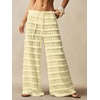 image:imageRoseSeek Womens Crochet Lace Pants Ruffle Layered Elastic Waist Mesh Bathing Suit Cover Up Beach PantsYellow