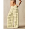 image:imageRoseSeek Womens Crochet Lace Pants Ruffle Layered Elastic Waist Mesh Bathing Suit Cover Up Beach PantsYellow