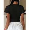 image:imageRoseSeek Womens Cropped Letter Graphic T Shirt Crewneck Short Sleeve Slogan Tee StreetwearBlack