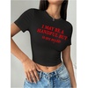 image:imageRoseSeek Womens Cropped Letter Graphic T Shirt Crewneck Short Sleeve Slogan Tee StreetwearBlack and Red