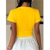 image:imageRoseSeek Womens Cropped Letter Graphic T Shirt Crewneck Short Sleeve Slogan Tee StreetwearMustard Yellow