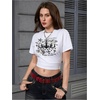 image:imageRoseSeek Womens Cropped Letter Graphic T Shirt Crewneck Short Sleeve Slogan Tee StreetwearWhite and Cross Black