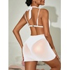 image:imageRoseSeek Womens Draped Halter Sheer Mesh Beach Dresses Backless Sleeveless Mini Swimsuit Cover Up BeachwearWhite