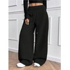 image:imageRoseSeek Womens Drawstring Elastic Waist Sweatpants Wide Leg Athletic PantsBlack