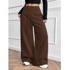 image:imageRoseSeek Womens Drawstring Elastic Waist Sweatpants Wide Leg Athletic PantsBrown
