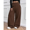 image:imageRoseSeek Womens Drawstring Elastic Waist Sweatpants Wide Leg Athletic PantsBrown