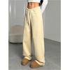 image:imageRoseSeek Womens Drawstring Waist Straight Streetwear Long Wide Leg Pants Casual Loose Baggy Workout Long Fall SweatpantsBright Apricot