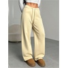 image:imageRoseSeek Womens Drawstring Waist Straight Streetwear Long Wide Leg Pants Casual Loose Baggy Workout Long Fall SweatpantsBright Apricot
