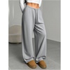image:imageRoseSeek Womens Drawstring Waist Straight Streetwear Long Wide Leg Pants Casual Loose Baggy Workout Long Fall SweatpantsBright Grey