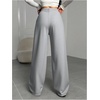 image:imageRoseSeek Womens Drawstring Waist Straight Streetwear Long Wide Leg Pants Casual Loose Baggy Workout Long Fall SweatpantsBright Grey