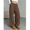 image:imageRoseSeek Womens Drawstring Waist Straight Streetwear Long Wide Leg Pants Casual Loose Baggy Workout Long Fall SweatpantsCoffee Brown