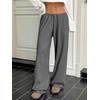 image:imageRoseSeek Womens Drawstring Waist Straight Streetwear Long Wide Leg Pants Casual Loose Baggy Workout Long Fall SweatpantsDark Grey