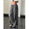 image:imageRoseSeek Womens Drawstring Waist Straight Streetwear Long Wide Leg Pants Casual Loose Baggy Workout Long Fall SweatpantsDark Grey