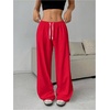 image:imageRoseSeek Womens Drawstring Waist Straight Streetwear Long Wide Leg Pants Casual Loose Baggy Workout Long Fall SweatpantsDark Red