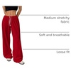 image:imageRoseSeek Womens Drawstring Waist Straight Streetwear Long Wide Leg Pants Casual Loose Baggy Workout Long Fall SweatpantsDark Red