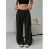 image:imageRoseSeek Womens Drawstring Waist Straight Streetwear Long Wide Leg Pants Casual Loose Baggy Workout Long Fall SweatpantsDeep Black