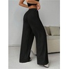 image:imageRoseSeek Womens Drawstring Waist Straight Streetwear Long Wide Leg Pants Casual Loose Baggy Workout Long Fall SweatpantsDeep Black