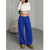 image:imageRoseSeek Womens Drawstring Waist Straight Streetwear Long Wide Leg Pants Casual Loose Baggy Workout Long Fall SweatpantsDeep Blue