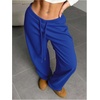 image:imageRoseSeek Womens Drawstring Waist Straight Streetwear Long Wide Leg Pants Casual Loose Baggy Workout Long Fall SweatpantsDeep Blue