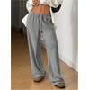 image:imageRoseSeek Womens Drawstring Waist Straight Streetwear Long Wide Leg Pants Casual Loose Baggy Workout Long Fall SweatpantsDeep Grey