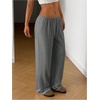 image:imageRoseSeek Womens Drawstring Waist Straight Streetwear Long Wide Leg Pants Casual Loose Baggy Workout Long Fall SweatpantsDeep Grey