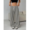 image:imageRoseSeek Womens Drawstring Waist Straight Streetwear Long Wide Leg Pants Casual Loose Baggy Workout Long Fall SweatpantsGrey Solid