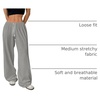 image:imageRoseSeek Womens Drawstring Waist Straight Streetwear Long Wide Leg Pants Casual Loose Baggy Workout Long Fall SweatpantsGrey Solid