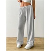image:imageRoseSeek Womens Drawstring Waist Straight Streetwear Long Wide Leg Pants Casual Loose Baggy Workout Long Fall SweatpantsLight Grey