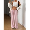 image:imageRoseSeek Womens Drawstring Waist Straight Streetwear Long Wide Leg Pants Casual Loose Baggy Workout Long Fall SweatpantsLight Pink