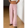 image:imageRoseSeek Womens Drawstring Waist Straight Streetwear Long Wide Leg Pants Casual Loose Baggy Workout Long Fall SweatpantsLight Pink