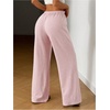image:imageRoseSeek Womens Drawstring Waist Straight Streetwear Long Wide Leg Pants Casual Loose Baggy Workout Long Fall SweatpantsLight Pink