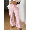 image:imageRoseSeek Womens Drawstring Waist Straight Streetwear Long Wide Leg Pants Casual Loose Baggy Workout Long Fall SweatpantsLight Pink