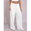 image:imageRoseSeek Womens Drawstring Waist Straight Streetwear Long Wide Leg Pants Casual Loose Baggy Workout Long Fall SweatpantsLight White