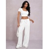 image:imageRoseSeek Womens Drawstring Waist Straight Streetwear Long Wide Leg Pants Casual Loose Baggy Workout Long Fall SweatpantsLight White