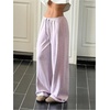 image:imageRoseSeek Womens Drawstring Waist Straight Streetwear Long Wide Leg Pants Casual Loose Baggy Workout Long Fall SweatpantsMauve Purple
