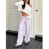 image:imageRoseSeek Womens Drawstring Waist Straight Streetwear Long Wide Leg Pants Casual Loose Baggy Workout Long Fall SweatpantsMauve Purple