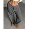 image:imageRoseSeek Womens Drawstring Waist Straight Streetwear Long Wide Leg Pants Casual Loose Baggy Workout Long Fall SweatpantsMedium Grey