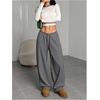 image:imageRoseSeek Womens Drawstring Waist Straight Streetwear Long Wide Leg Pants Casual Loose Baggy Workout Long Fall SweatpantsMedium Grey