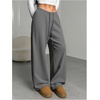 image:imageRoseSeek Womens Drawstring Waist Straight Streetwear Long Wide Leg Pants Casual Loose Baggy Workout Long Fall SweatpantsMedium Grey