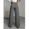 image:imageRoseSeek Womens Drawstring Waist Straight Streetwear Long Wide Leg Pants Casual Loose Baggy Workout Long Fall SweatpantsMedium Grey