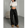 image:imageRoseSeek Womens Drawstring Waist Straight Streetwear Long Wide Leg Pants Casual Loose Baggy Workout Long Fall SweatpantsMix Black