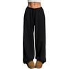 image:imageRoseSeek Womens Drawstring Waist Straight Streetwear Long Wide Leg Pants Casual Loose Baggy Workout Long Fall SweatpantsMix Black