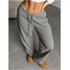 image:imageRoseSeek Womens Drawstring Waist Straight Streetwear Long Wide Leg Pants Casual Loose Baggy Workout Long Fall SweatpantsMix Grey