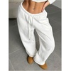image:imageRoseSeek Womens Drawstring Waist Straight Streetwear Long Wide Leg Pants Casual Loose Baggy Workout Long Fall SweatpantsMix White
